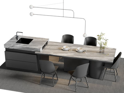 现代水吧台餐桌椅组合3d模型 现代水吧台餐桌椅组合