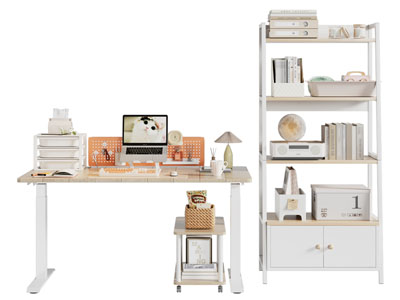 现代书桌椅组合 书架3d模型 现代书桌椅组合 书架