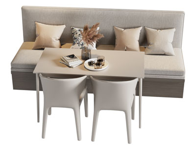 现代卡座餐桌椅组合3d模型 现代卡座餐桌椅组合