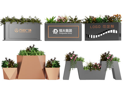 现代户外花箱花草花卉盆栽植物3d模型 现代户外花箱花草花卉盆栽植物