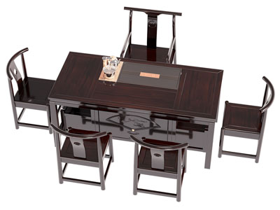 新中式茶桌椅组合3d模型 新中式茶桌椅组合