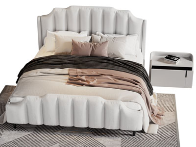 现代双人床 床头柜
