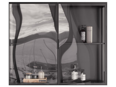 现代玻璃柜门的吊柜 壁柜 卫浴柜架