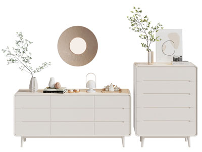 现代奶油风玄关柜 边柜3d模型 现代奶油风玄关柜 边柜