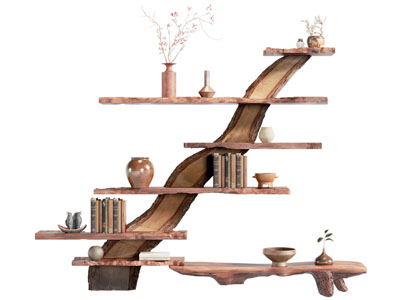 侘寂风造型书架 装饰架