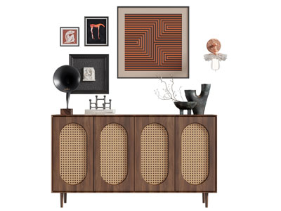 侘寂风中古玄关柜 边柜3d模型 侘寂风中古玄关柜 边柜