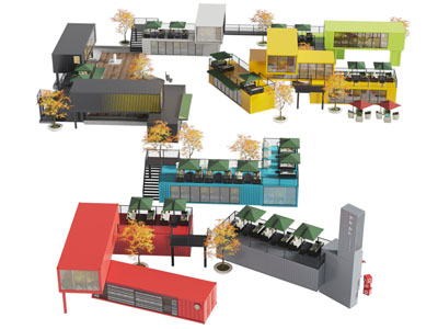 现代集装箱驿站 咖啡屋3d模型 现代集装箱驿站 咖啡屋