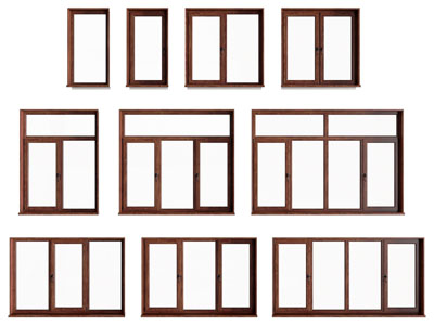 现代中古实木边框的平开窗户