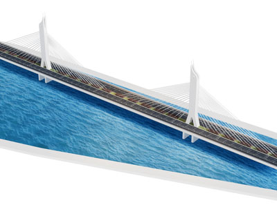 现代桥 跨江大桥3d模型 现代桥 跨江大桥