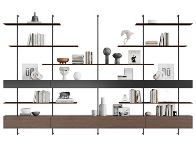 现代开放式固定墙面的开放式装饰柜架