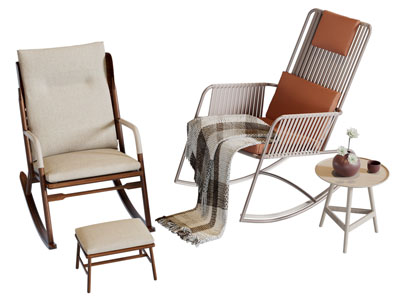 现代藤编摇椅 躺椅 休闲椅子 脚踏