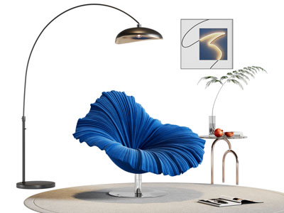 现代休闲椅子 边几 落地灯