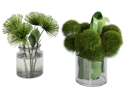 现代玻璃花瓶花卉3d模型 现代玻璃花瓶花卉