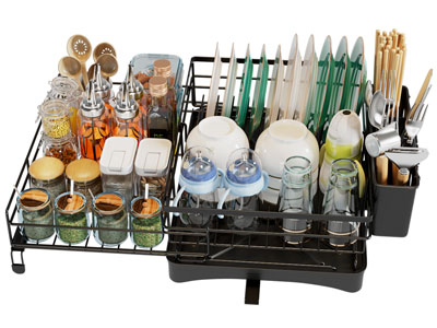 现代厨房调料瓶 厨具收纳筐 摆件组合