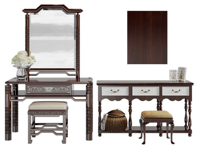 新中式中古风化妆 梳妆台3d模型 新中式中古风化妆 梳妆台