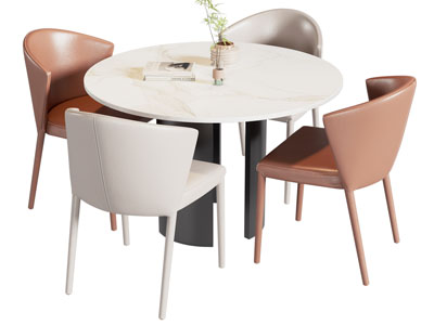 现代圆形商务洽谈桌椅组合3d模型 现代圆形商务洽谈桌椅组合