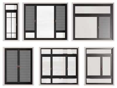 现代带有防盗网的平开窗户