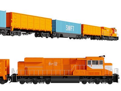 现代多巴胺火车车厢 集装箱 货运火车3d模型 现代多巴胺火车车厢 集装箱 货运火车