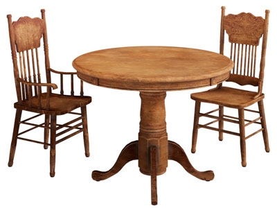 法式中古风圆形餐桌椅组合3d模型 法式中古风圆形餐桌椅组合