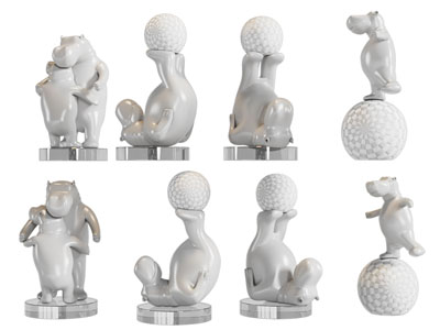 现代卡通动物雕塑雕刻 摆件组合3d模型 现代卡通动物雕塑雕刻 摆件组合