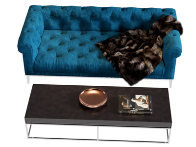 现代轻奢软包双人沙发 茶几组合