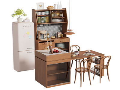 北欧中古风吧台餐桌椅组合 餐边柜