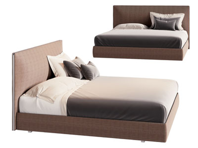 现代布艺双人床
