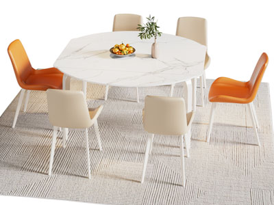 现代大理石餐桌椅组合3d模型 现代大理石餐桌椅组合