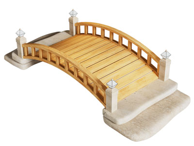 现代园林木桥 拱桥3d模型 现代园林木桥 拱桥