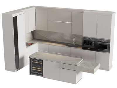 现代整体橱柜 厨房中岛台3d模型 现代整体橱柜 厨房中岛台