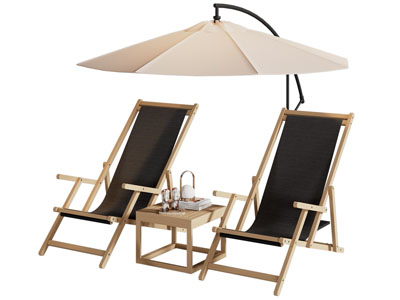 现代户外遮阳伞 躺椅