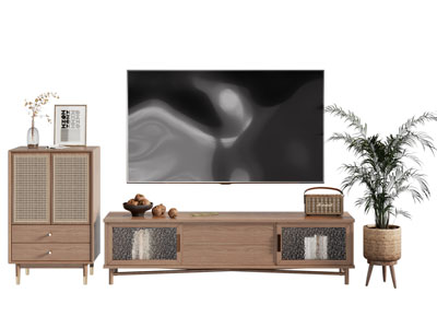 北欧中古风实木电视柜 边柜 电视