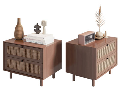 侘寂风中古床头柜