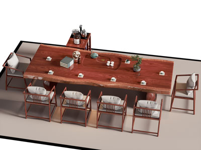 新中式茶桌椅组合3d模型 新中式茶桌椅组合