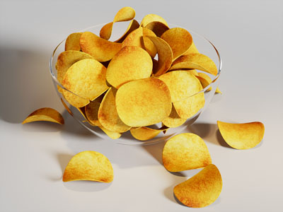 现代玻璃碗薯片 零食食物