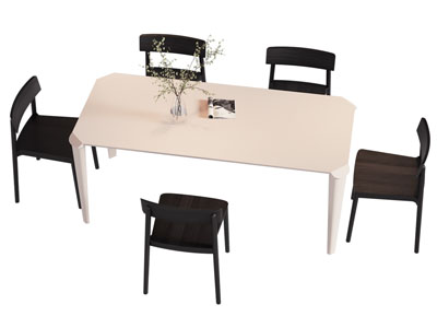 现代长方形餐桌椅组合3d模型 现代长方形餐桌椅组合