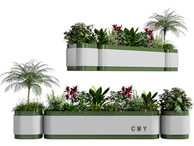 现代户外花箱 花草植物盆景盆栽3d模型 现代户外花箱 花草植物盆景盆栽