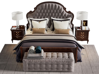 欧式双人床 床头柜