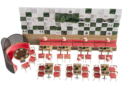 现代餐馆饭店卡座餐桌椅组合3d模型 现代餐馆饭店卡座餐桌椅组合