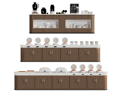 现代自助饭店取餐台 调料台3d模型 现代自助饭店取餐台 调料台