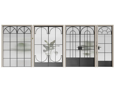 现代玻璃双开门 推拉门