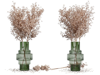 现代彩色玻璃花瓶花卉3d模型 现代彩色玻璃花瓶花卉