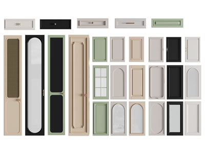 北欧实木柜门 抽屉门 玻璃柜门3d模型 北欧实木柜门 抽屉门 玻璃柜门