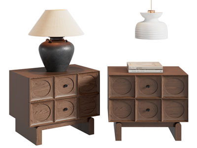 侘寂中古风床头柜