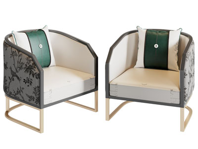 新中式单人沙发