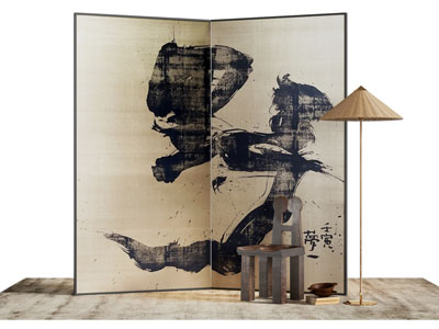 侘寂风屏风 休闲椅子