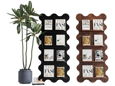 现代中古风实木装饰书架