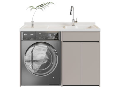 现代阳台洗衣机收纳柜