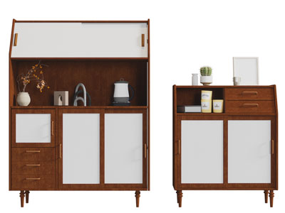 现代实木中古风餐边柜