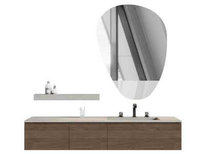 现代悬挂式洗手台 镜子 浴室柜